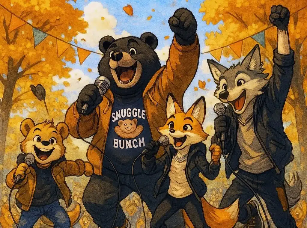 Snuggle Bunch performing together on stage